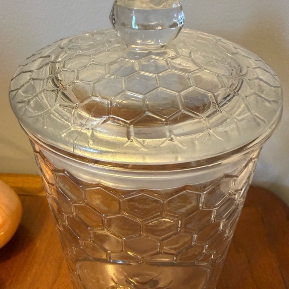 Honeycomb Clear Glass Jar with Lid - Picture 3 of 6